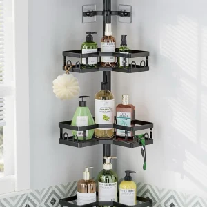 4-tier Adjustable Corner Shower Caddy Organizer with HooksRustproof Tension