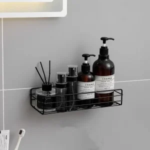 No Drill Wall Mounted Iron Bathroom Shelf Corner Shower Caddy Rustproof Storage