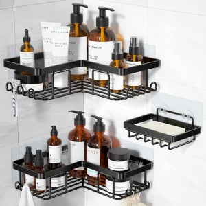 3 Pack Corner Shower Caddy Adhesive No Drill Stainless Steel Organizer