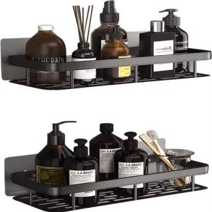 2pc Corner Shower Caddy Adhesive Bathroom Shelf Rack No Drill Storage Organizer
