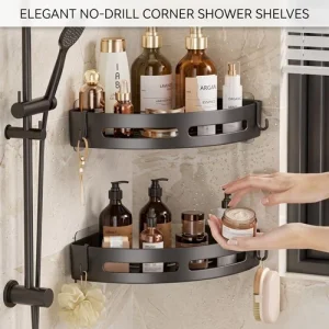 1/2/3PC Adhesive Corner Shower Caddy Shelf Bathroom Shampoo Holder Storage Rack